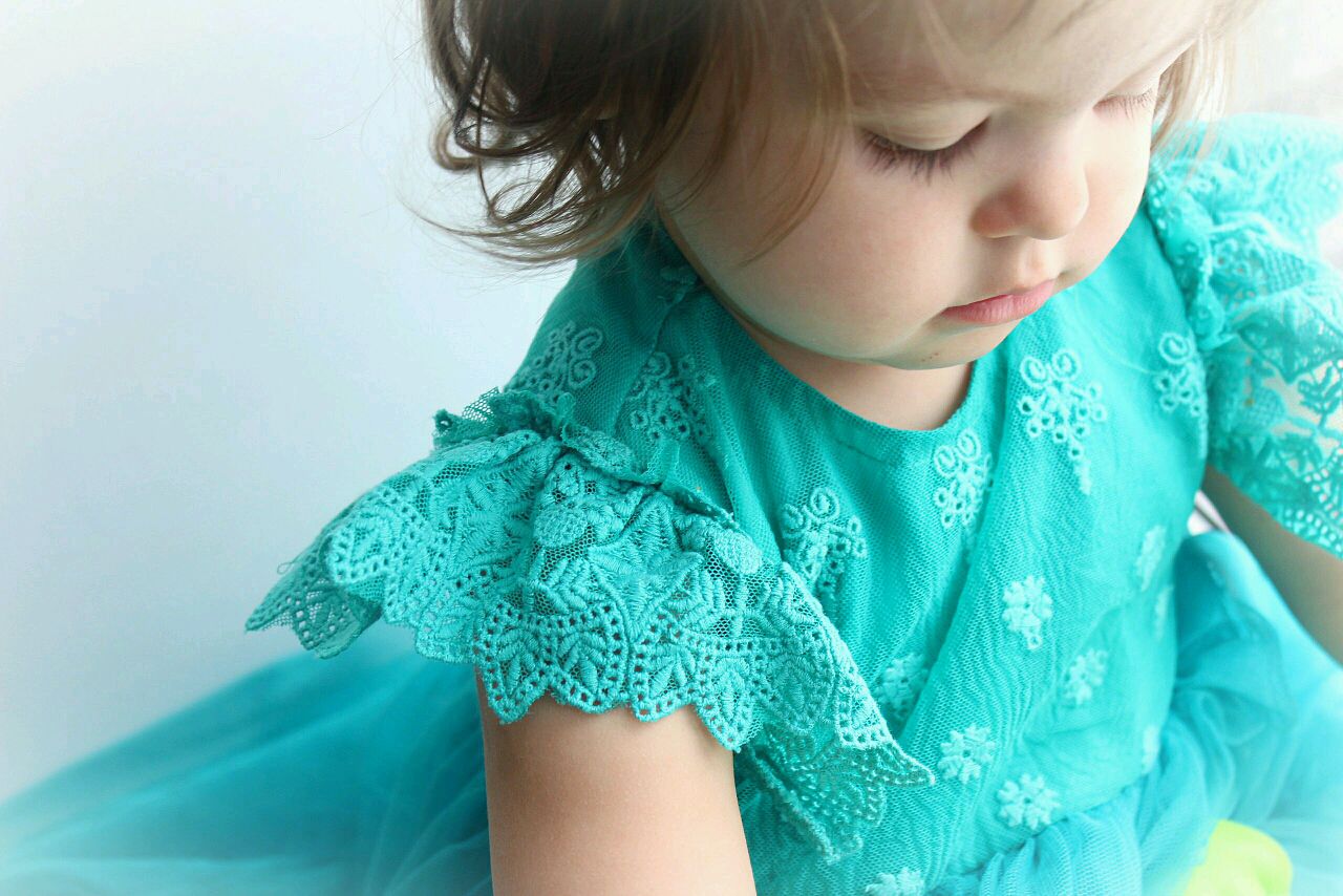 Платье для малышки из фэмили лук"Нефритовая принцесса"
