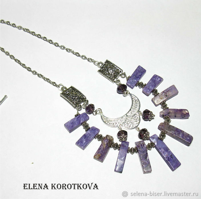 Колье фиолетовое чароит натуральные камни подарок девушке женщине