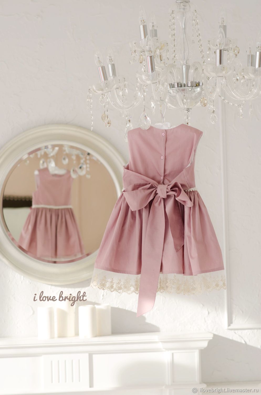 Нарядное платье для девочки Пудровое Розовое Кружевное
