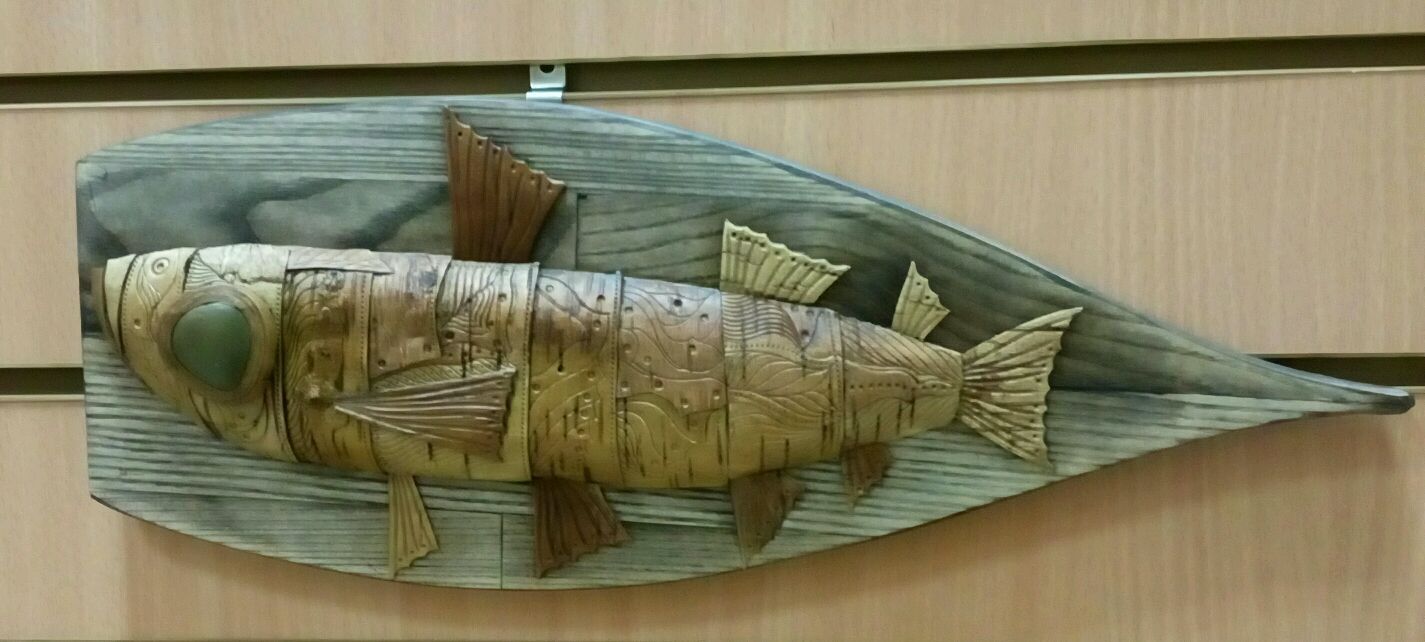 Панно  Рыба из бересты