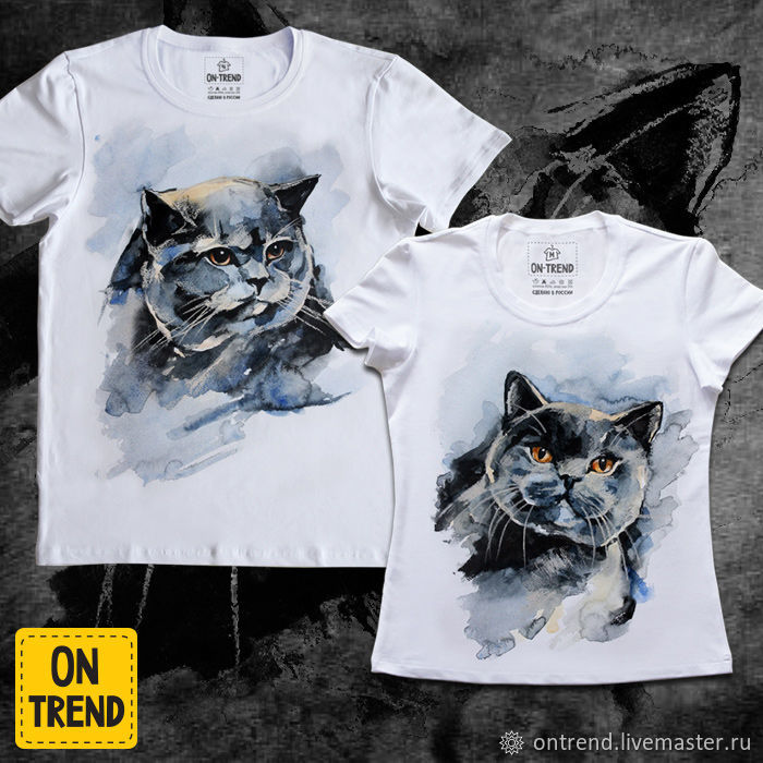 Парные футболки "Акварельные коты" арт. ESH-20