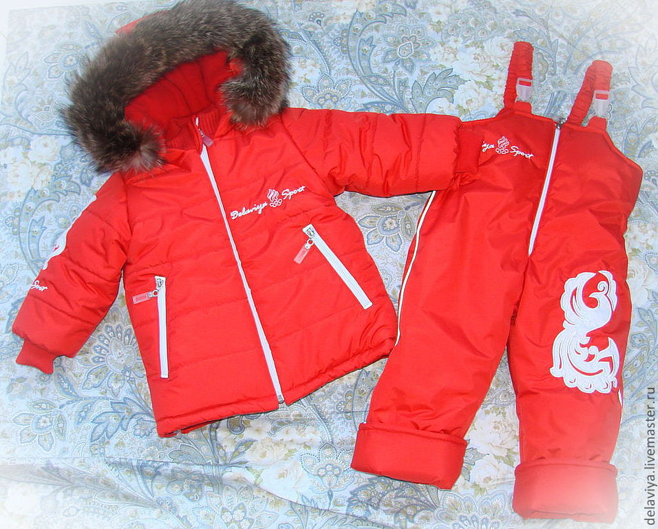 Зимний мембранный комплект в стиле олимпийской сборной. Красный
