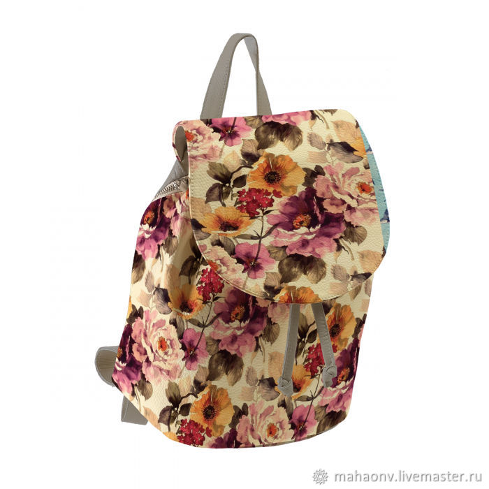 Кожаный рюкзак Осенние цветы