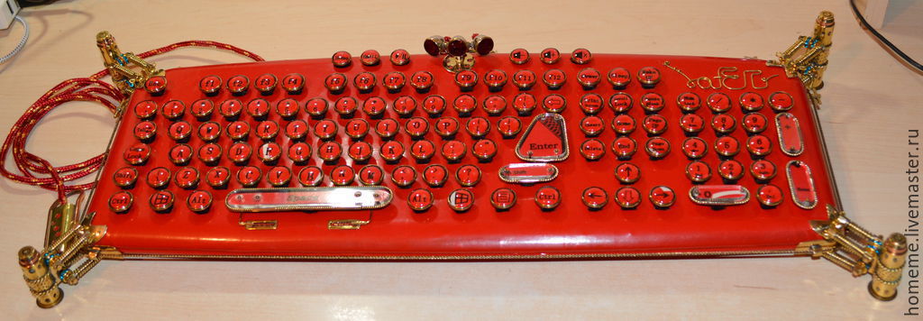 Красная стимпанк клавиатура "LaFerri "