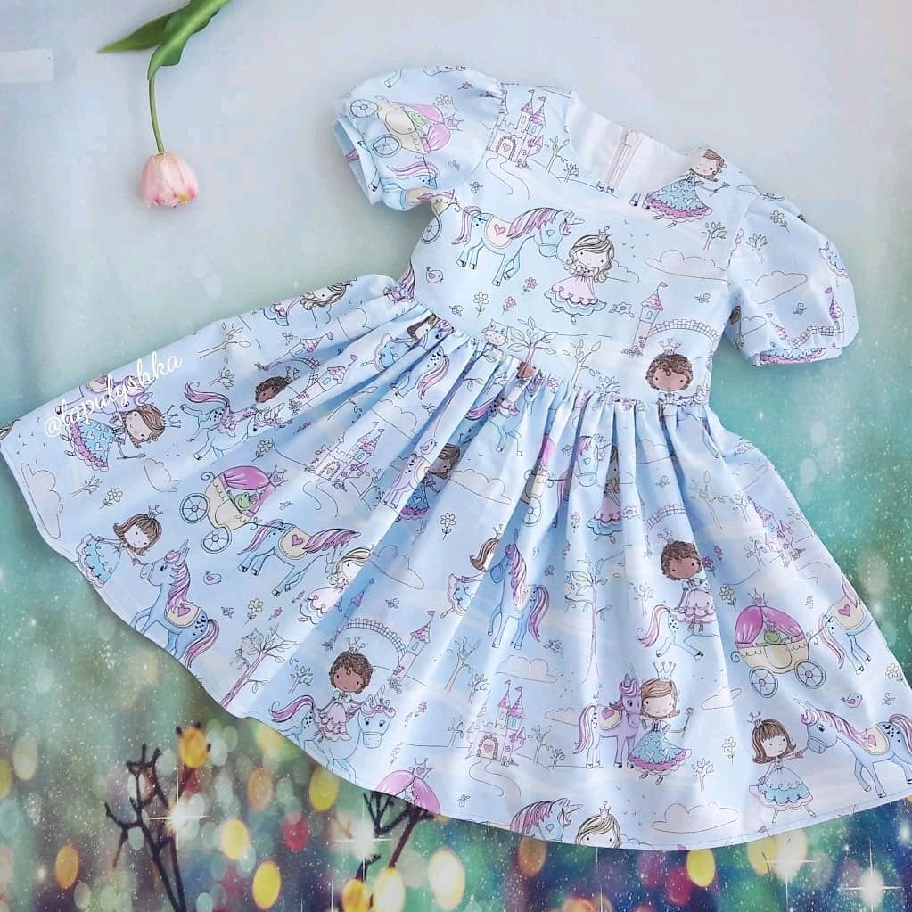 Платье с принцессами и единорогами из 100% хлопка США
