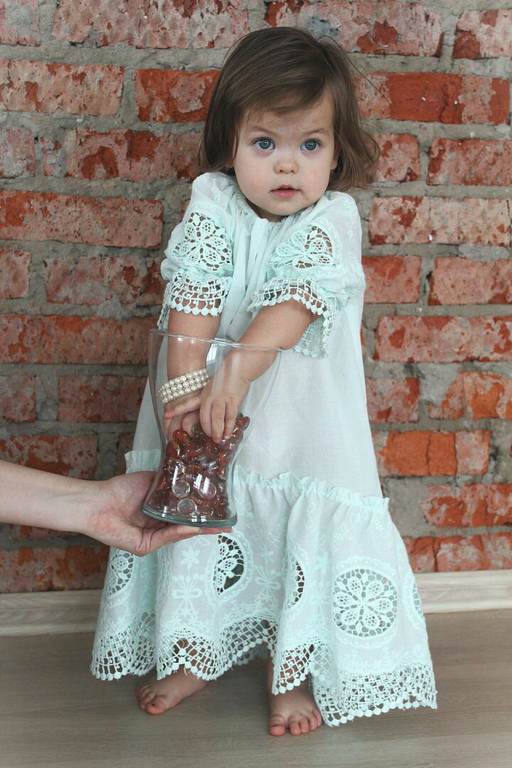Платье для малышки из набора фэмили лук"Menta Mamma"