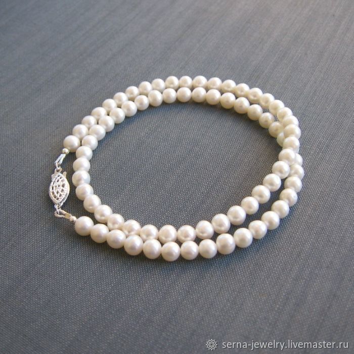 Бусы "Only pearls" из жемчуга с серебряной винтажной застёжкой