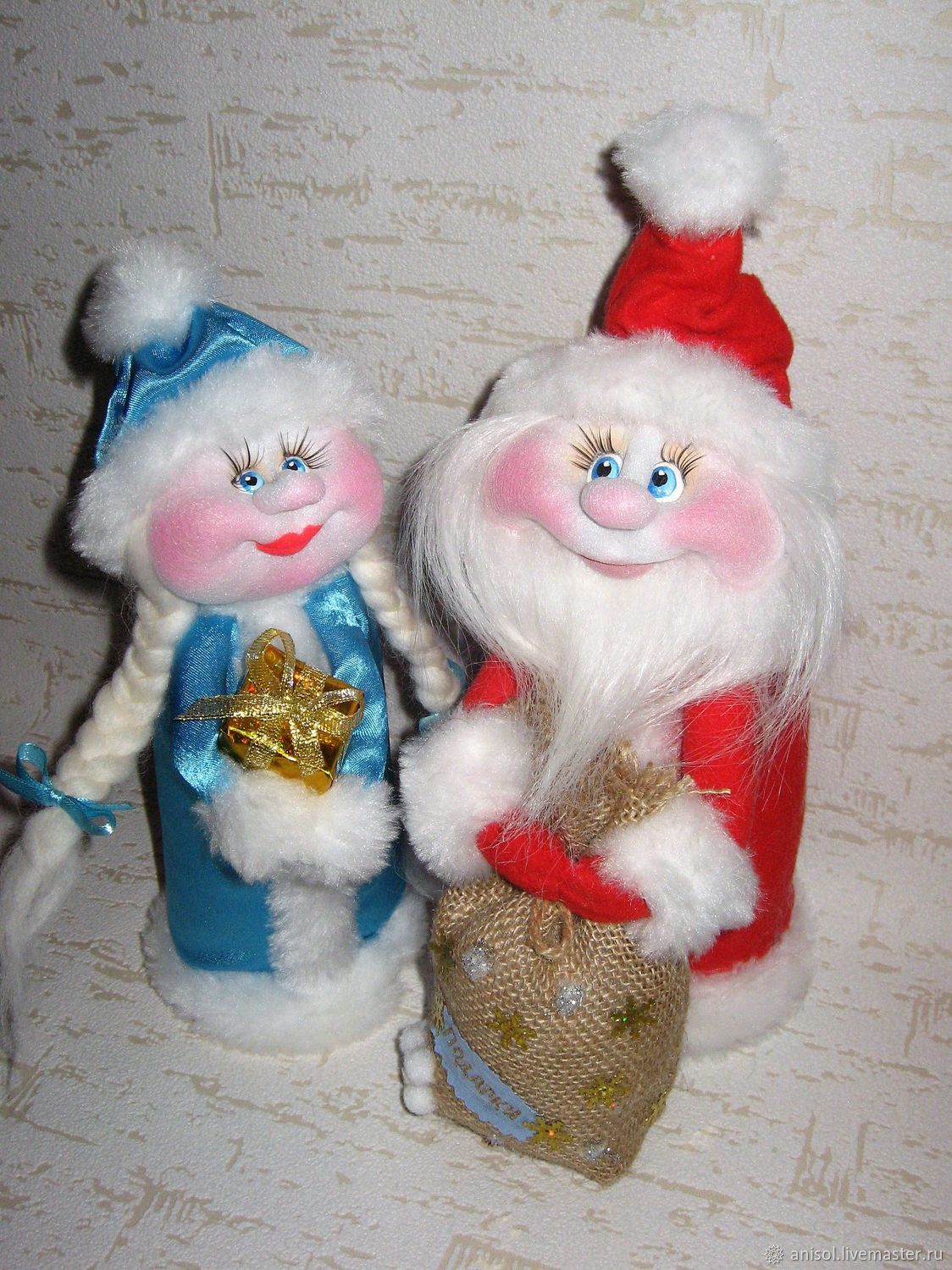 Дед Мороз и Снегурочка.Куклы интерьерные