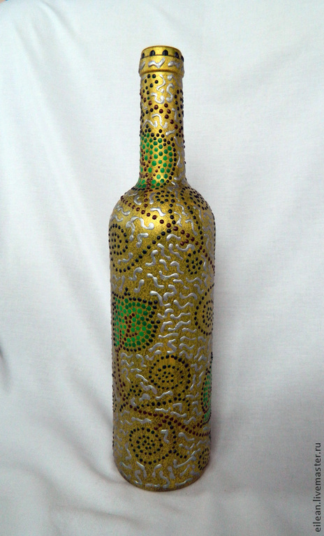 Бутылка, точечная роспись 