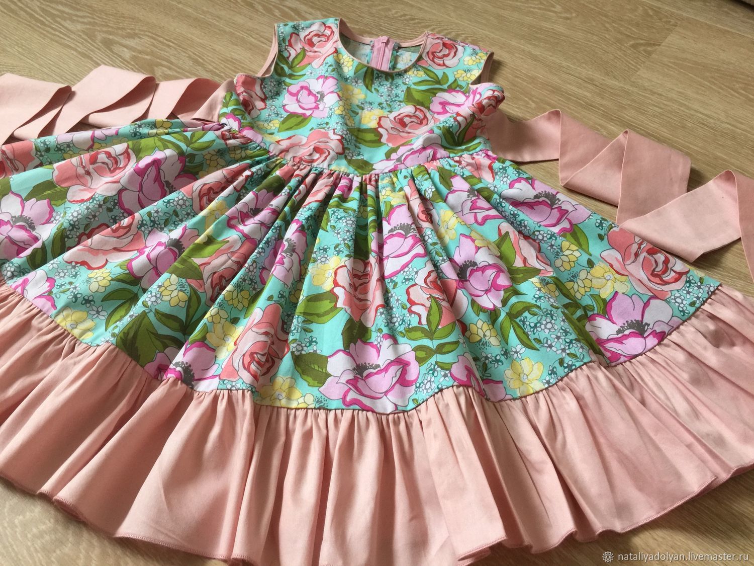 Платье из американского хлопка"Розовый сад"