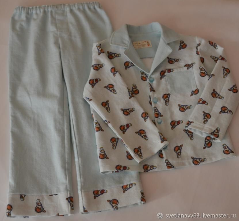 Пижама для мальчика из фланели "Мишка в кроватке"