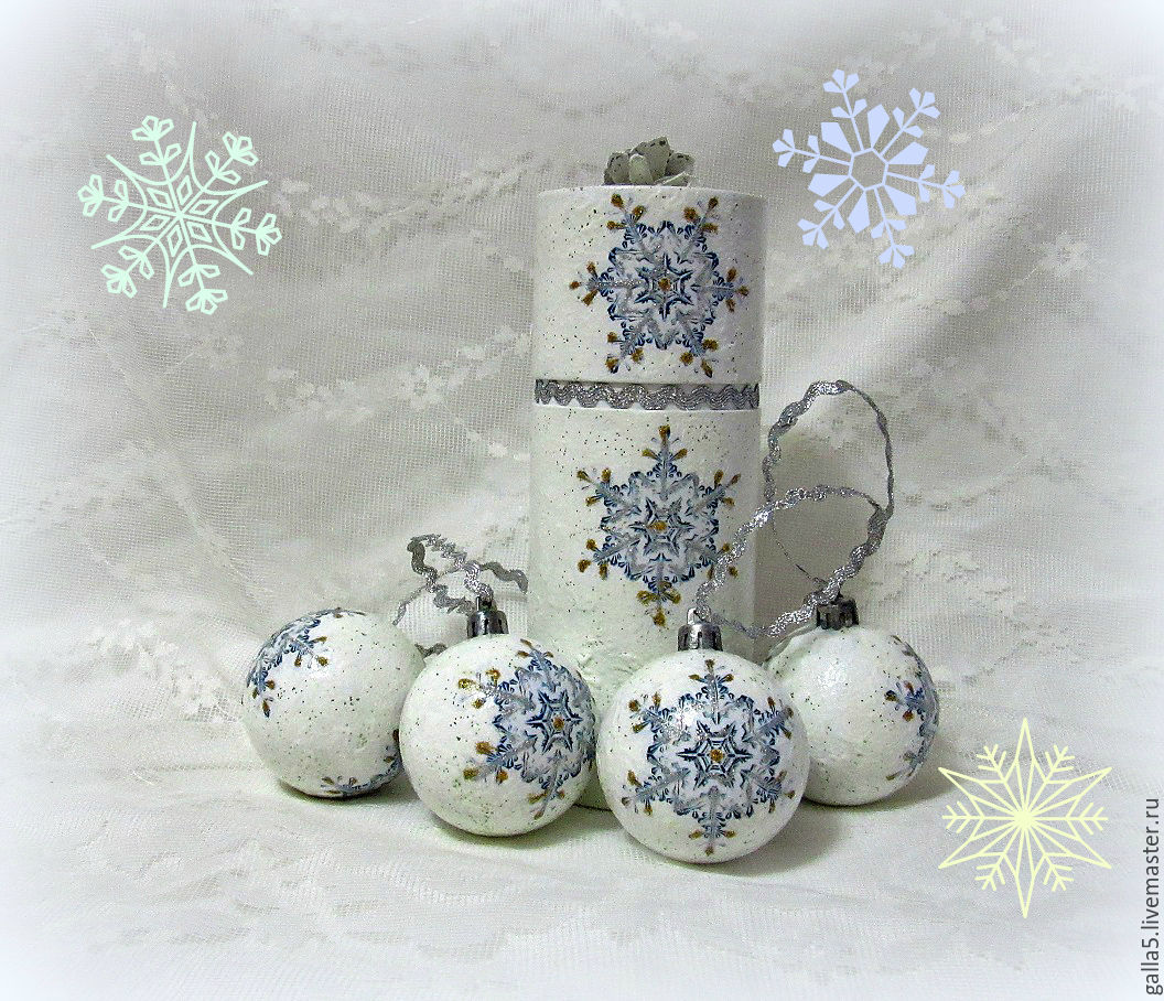 Набор новогодних шаров " Снежная нежность "
