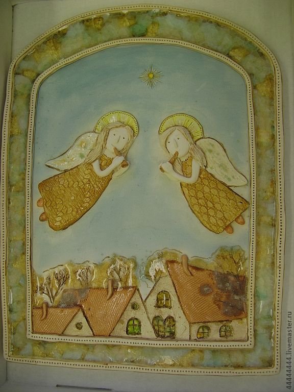 панно Ангелы над городом Керамика