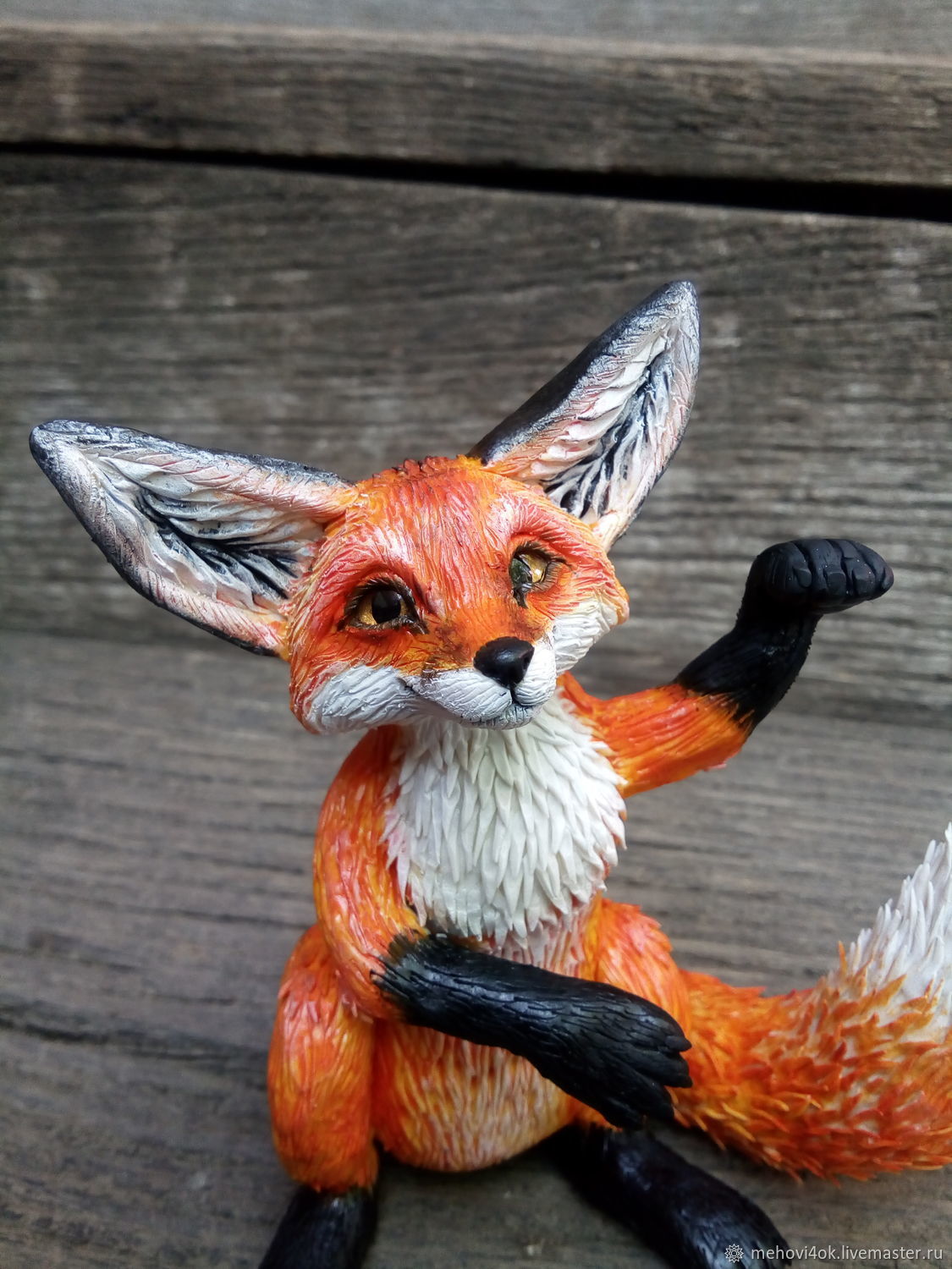 Рыжая лиса - -держатель для фото и рисунков, статуэтка, фигурка лисы