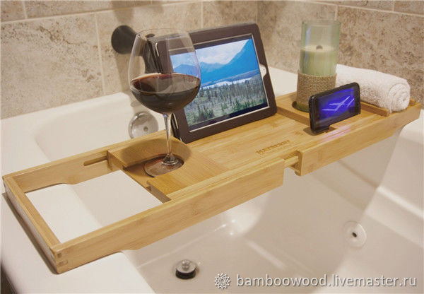 Столик-подставка из бамбука для ванны