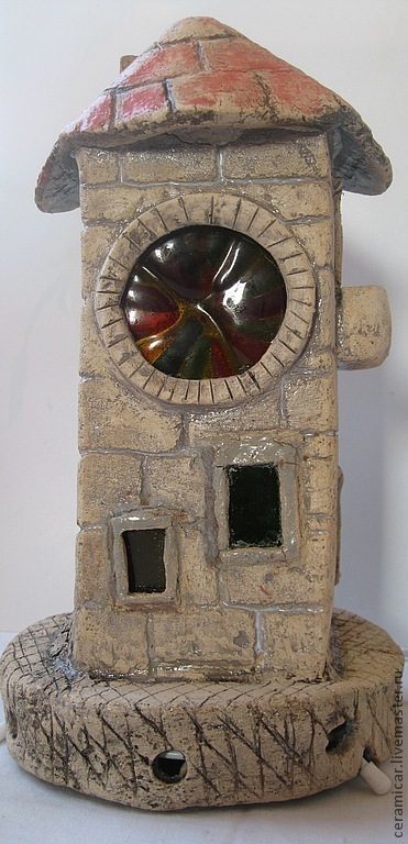 Светильник "Вечерний  средневековый замок, керамика