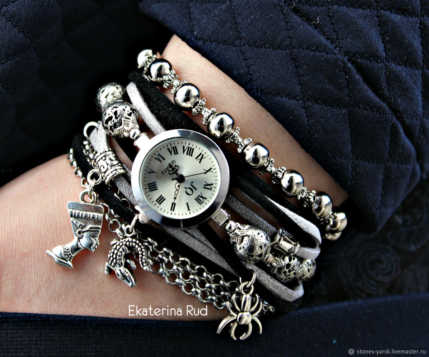 Часы наручные женские замшевые с лавой " Минуты тайны"