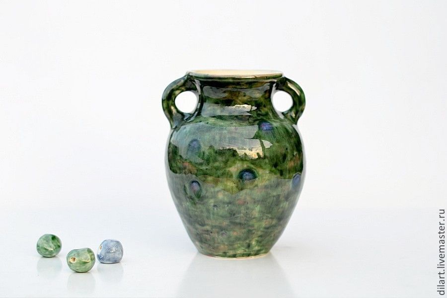 Керамическая  ваза для цветов Изумрудный Павлин