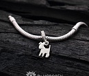 Собачка серебряный шарм на браслет пандора или санлайт
