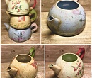 Цветочные чайнички вазочки