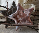 Елочные украшения из керамики Звезды заснеженные