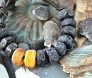 Черная Африка - браслет лэмпворк на кожаном шнуре