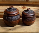 Для кухни. Набор керамических горшочков в русском стиле