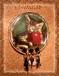 Тарелка-ключница "Котенок с яблоком"