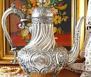 Старинный чайник вензеля Франция конец 19в. посеребрение серебро