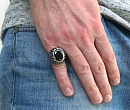 Перстень большой мужской с камнем №102 черный оникс серебро 925 пробы