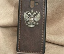 Чехол-Накладка с металлическим гербом РФ на Samsung J6plus
