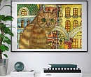 Постер Осень в городе Картина с котом для дома