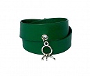 Зеленый кожаный браслет женский с подвеской Ключики