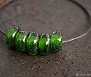 Асими (темно-зеленые) - бусины лэмпворк для браслетов в стиле пандора