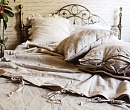 Льняное постельное белье с тесёмками и кантом