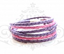 Кожаный браслет намотка из плетеной кожи фиолетово-розовый