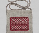 Сумочка со славянским красным орнаментом (лен, вышивка)