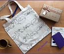 Женская льняная сумка с вышивкой - коты, экосумка, лён