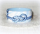 Голубой деревянный браслет Морской узел. Синий белый море макраме