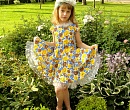 Нарядное платье для девочки 5-7 лет пышное Синий хлопок Лебяжий пух