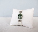 Бело-зеленый браслет из кожи