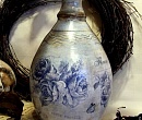 Глиняная вазочка Синие розы